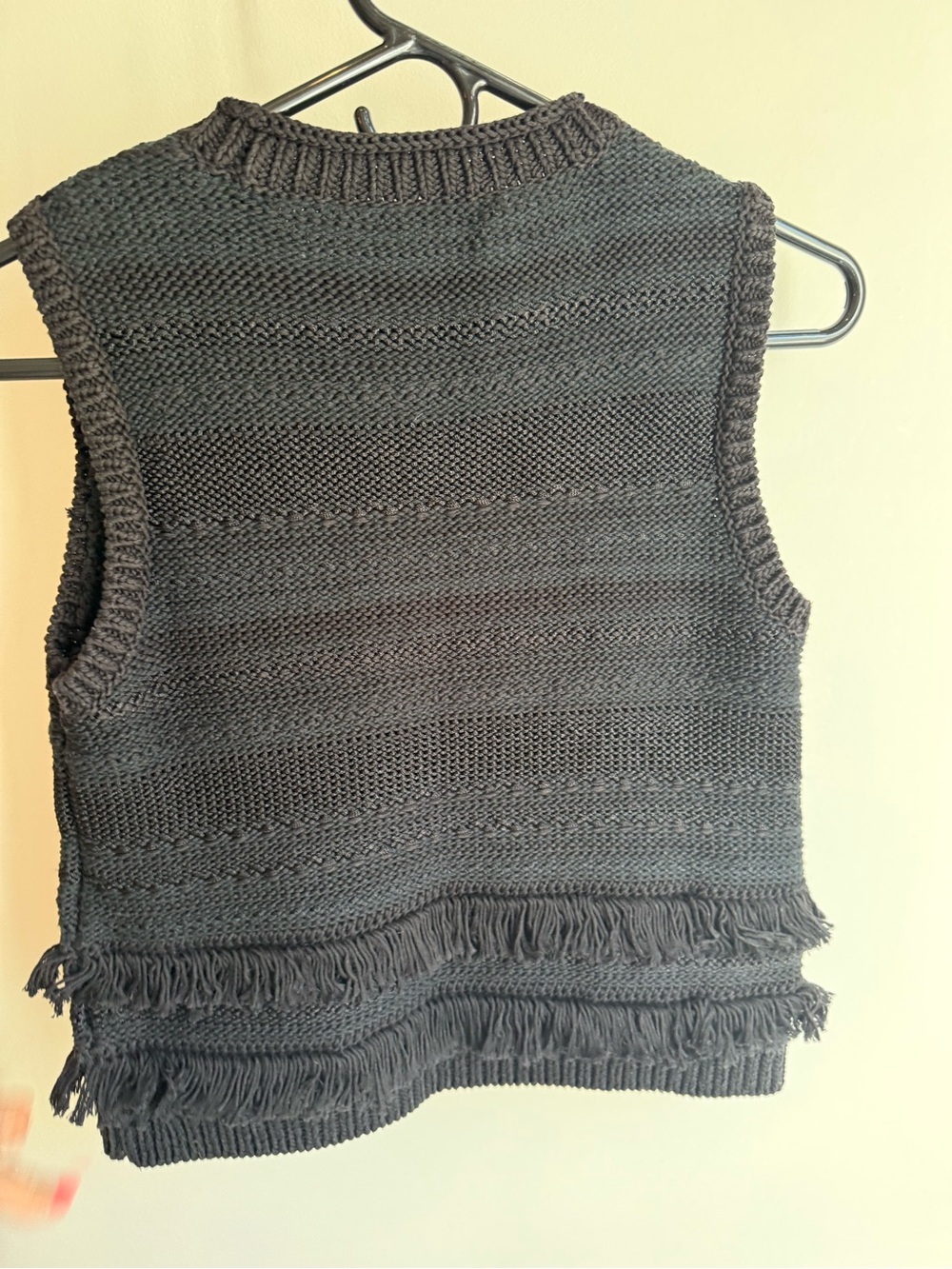 Club Monaco Black Knit Fringe Sleeveless Sweater - Picture 2 of 3